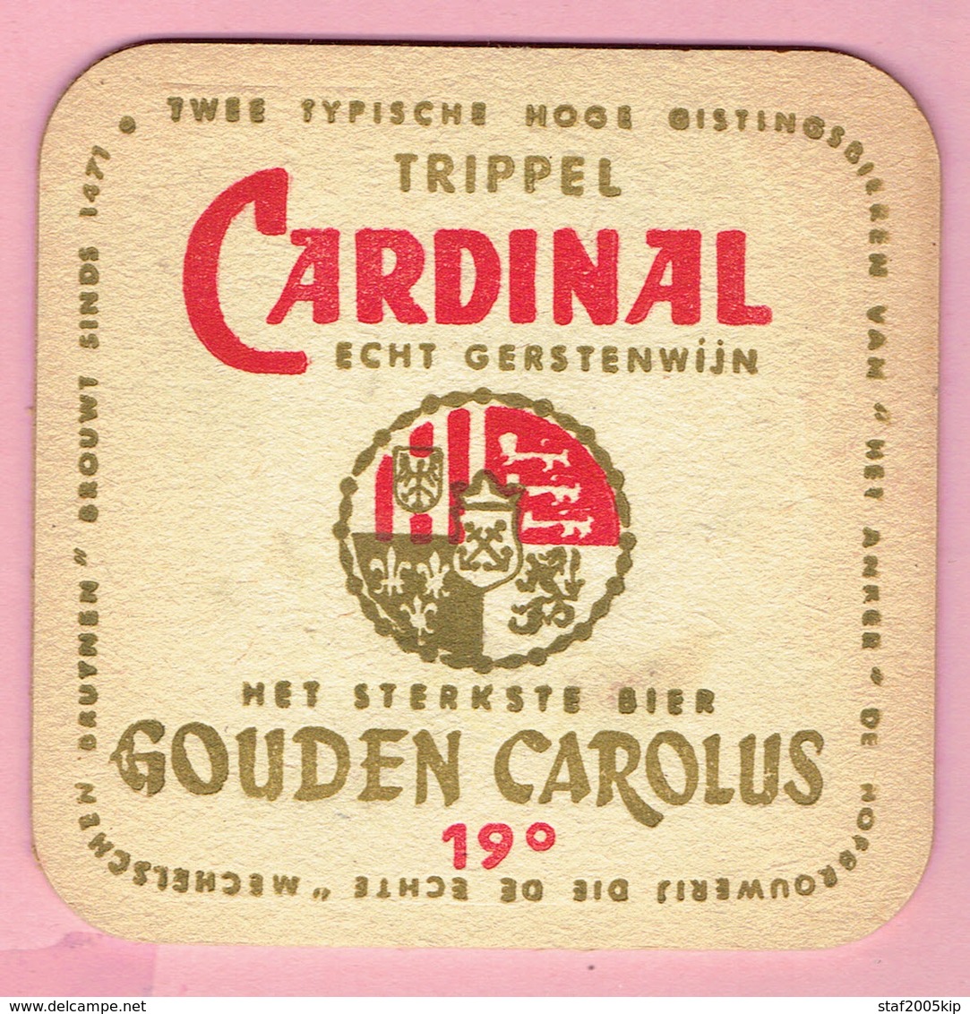 Bierviltje - Trippel Cardinal Echt Gerstenwijn - Gouden Carolus 19° - Portavasos