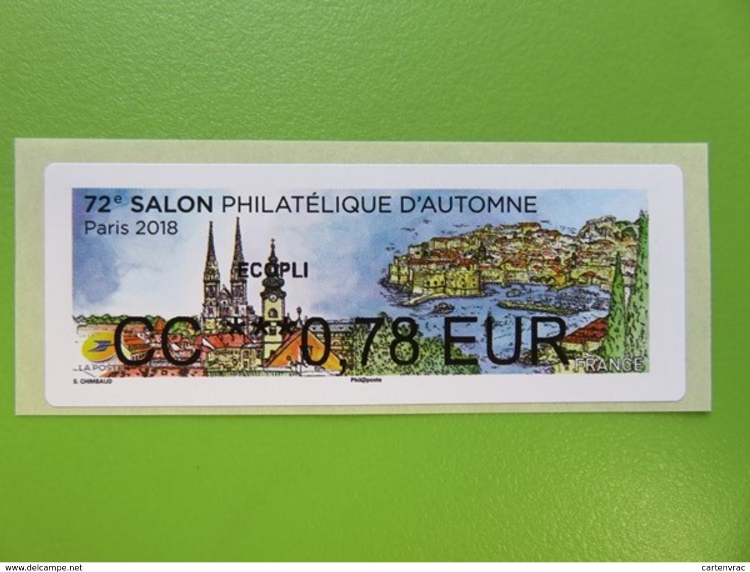 France - Vignette Illustrée 72ème Salon Philatélique D'automne - Paris 2018 - CC 0.78 € Ecopli - Neuf - 2010-... Vignettes Illustrées