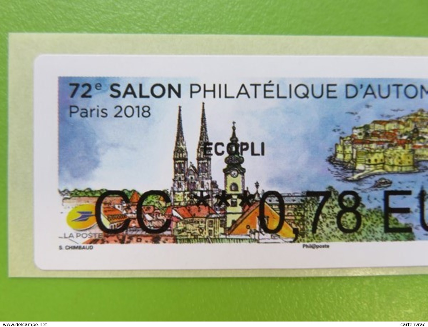 France - Vignette Illustrée 72ème Salon Philatélique D'automne - Paris 2018 - CC 0.78 € Ecopli - Neuf - 2010-... Vignettes Illustrées