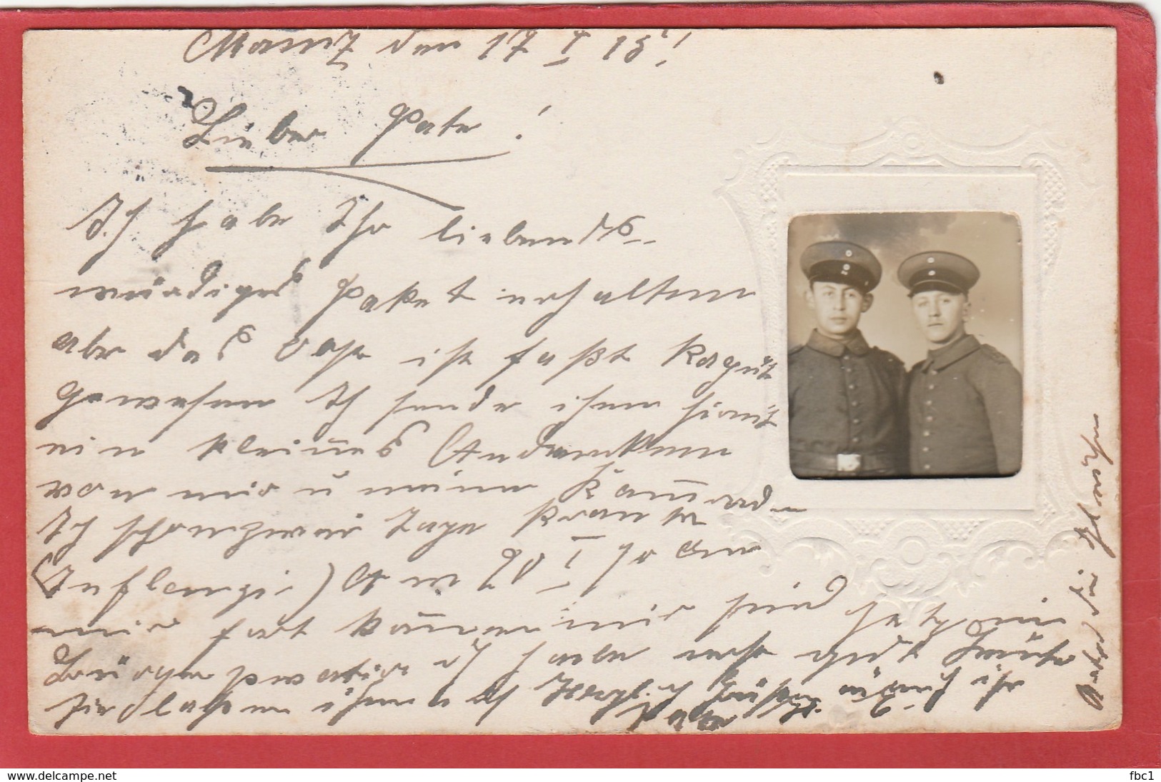 Photo Soldats Allemands (Photo Montage En Cadre Sur Carte Postale) Mainz - 1915 - Krieg, Militär