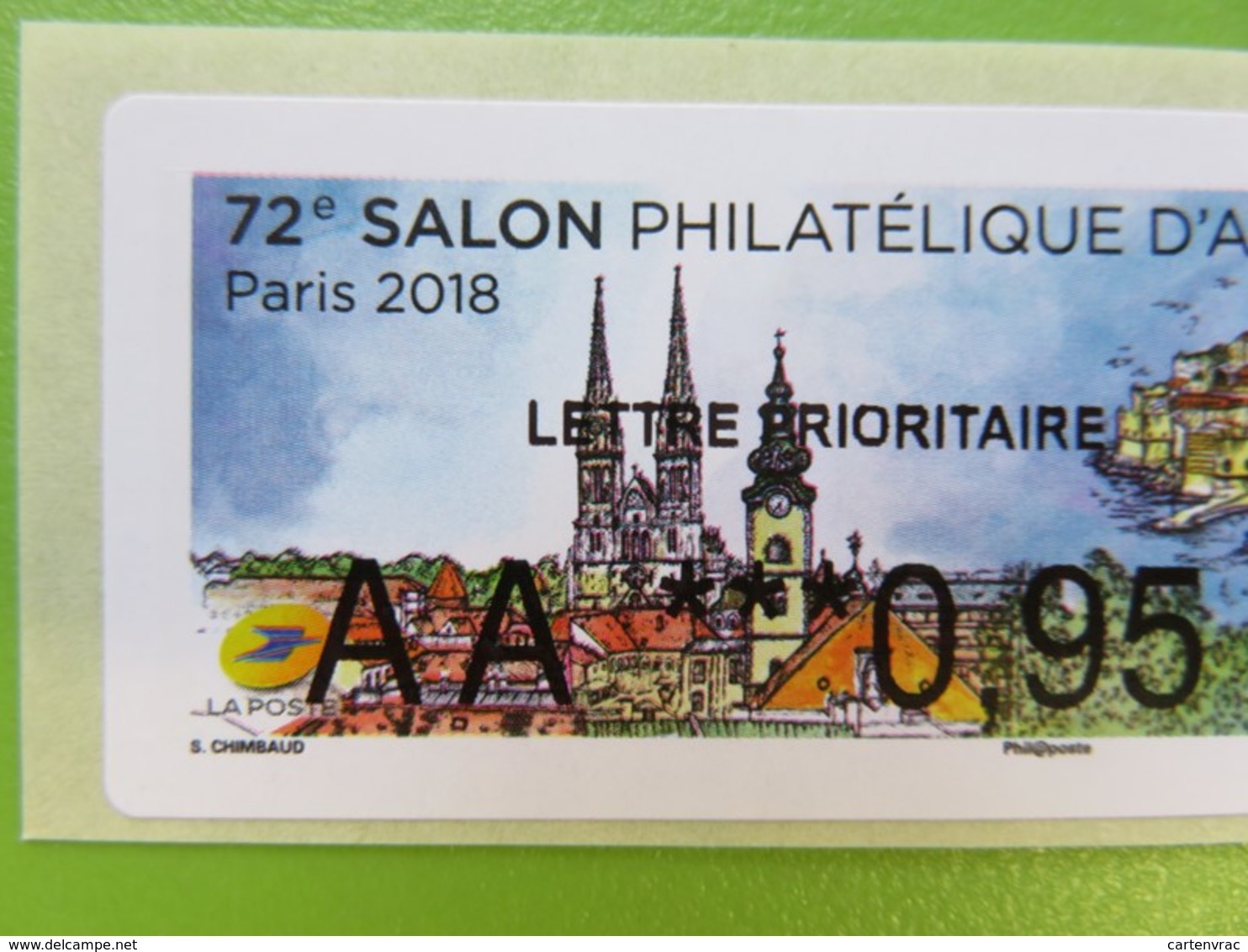 France - Vignette Illustrée 72ème Salon Philatélique D'automne - Paris 2018 - AA 0.95 € Lettre Prioritaire - Neuf - 2010-... Vignettes Illustrées