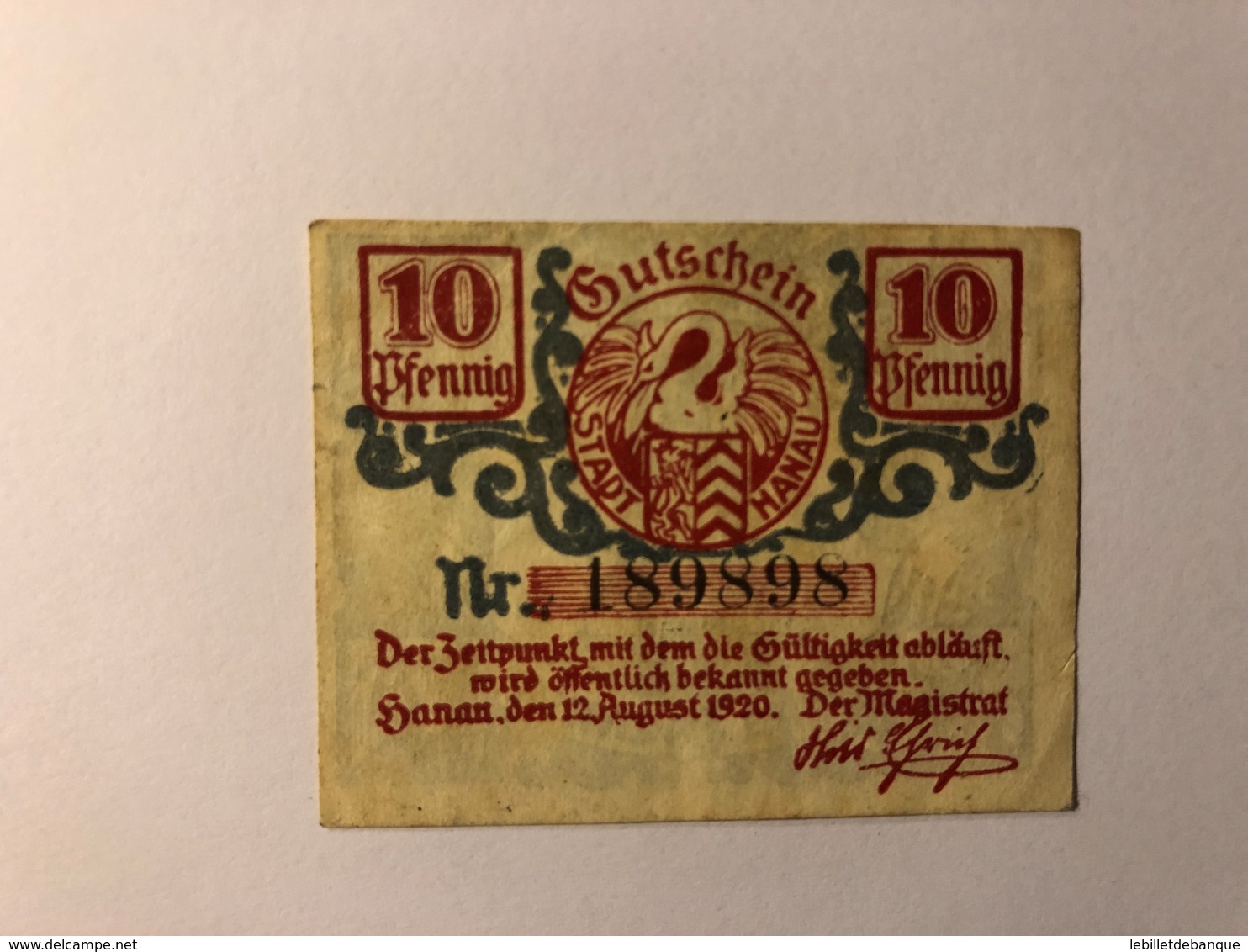 Allemagne Notgeld Hanau 10 Pfennig - Collections