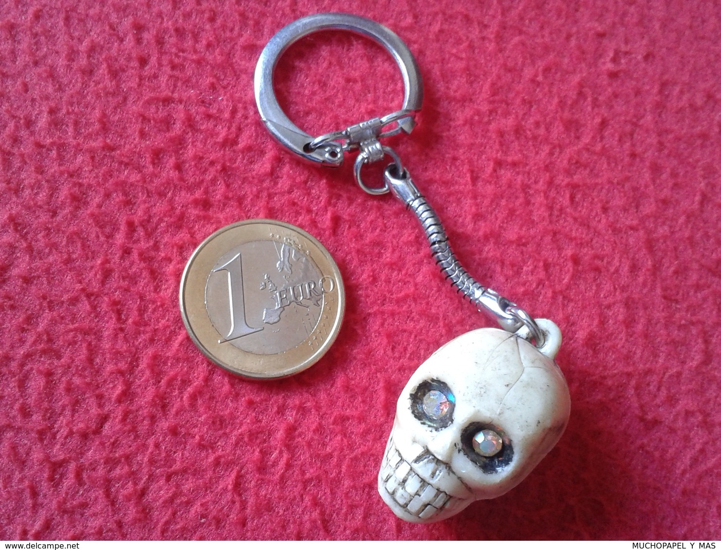 LLAVERO KEYRING KEYCHAIN PORTE-CLÉS CALAVERA ESQUELETO MUERTE DEATH OJO OJOS BRILLANTES ESOTERISMO BONES BONE SKULL VER - Otros & Sin Clasificación