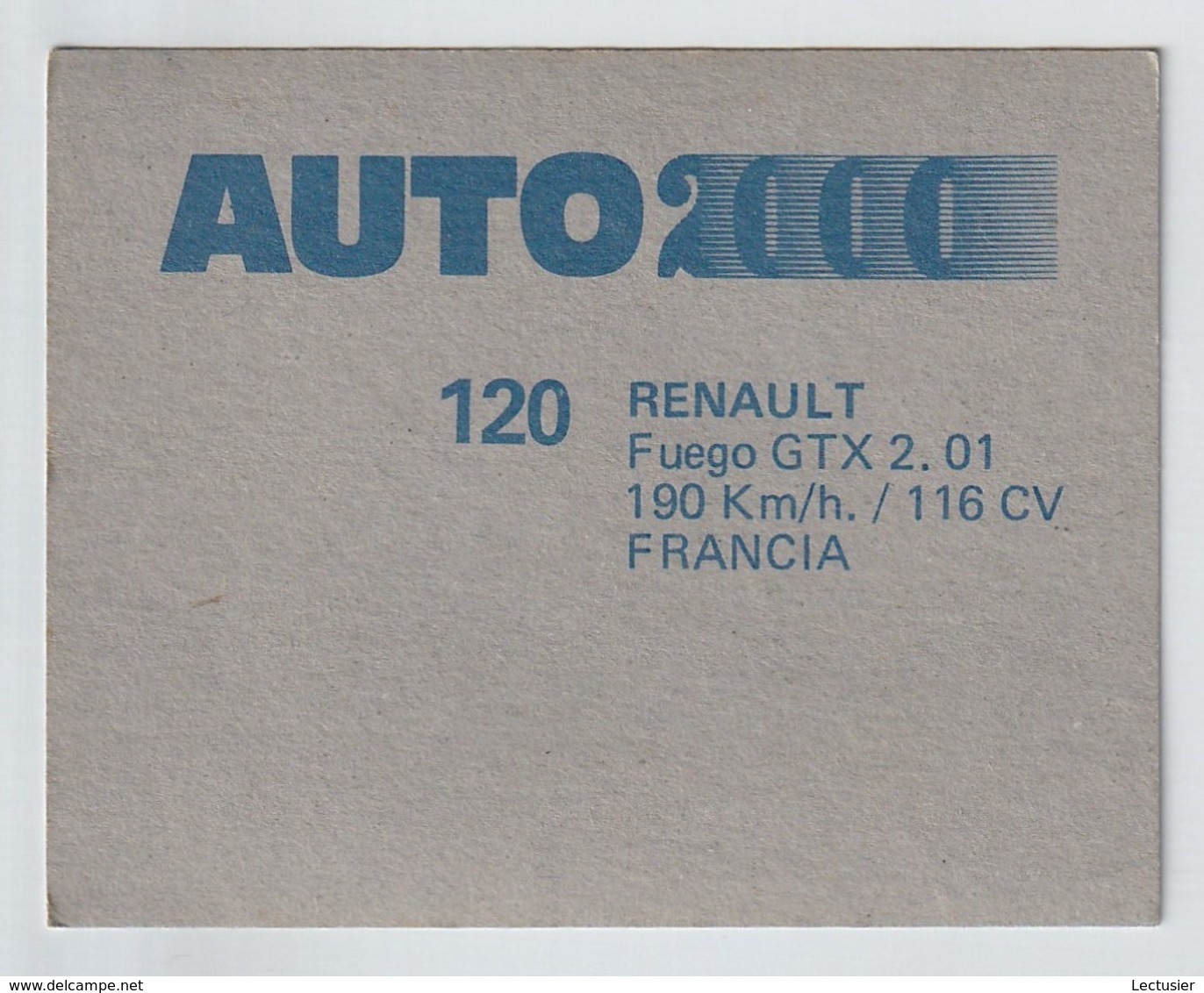 Renault Fuego GTX 2.01 - Spanish Collection Card Number 120 - Year 1988 - Coches