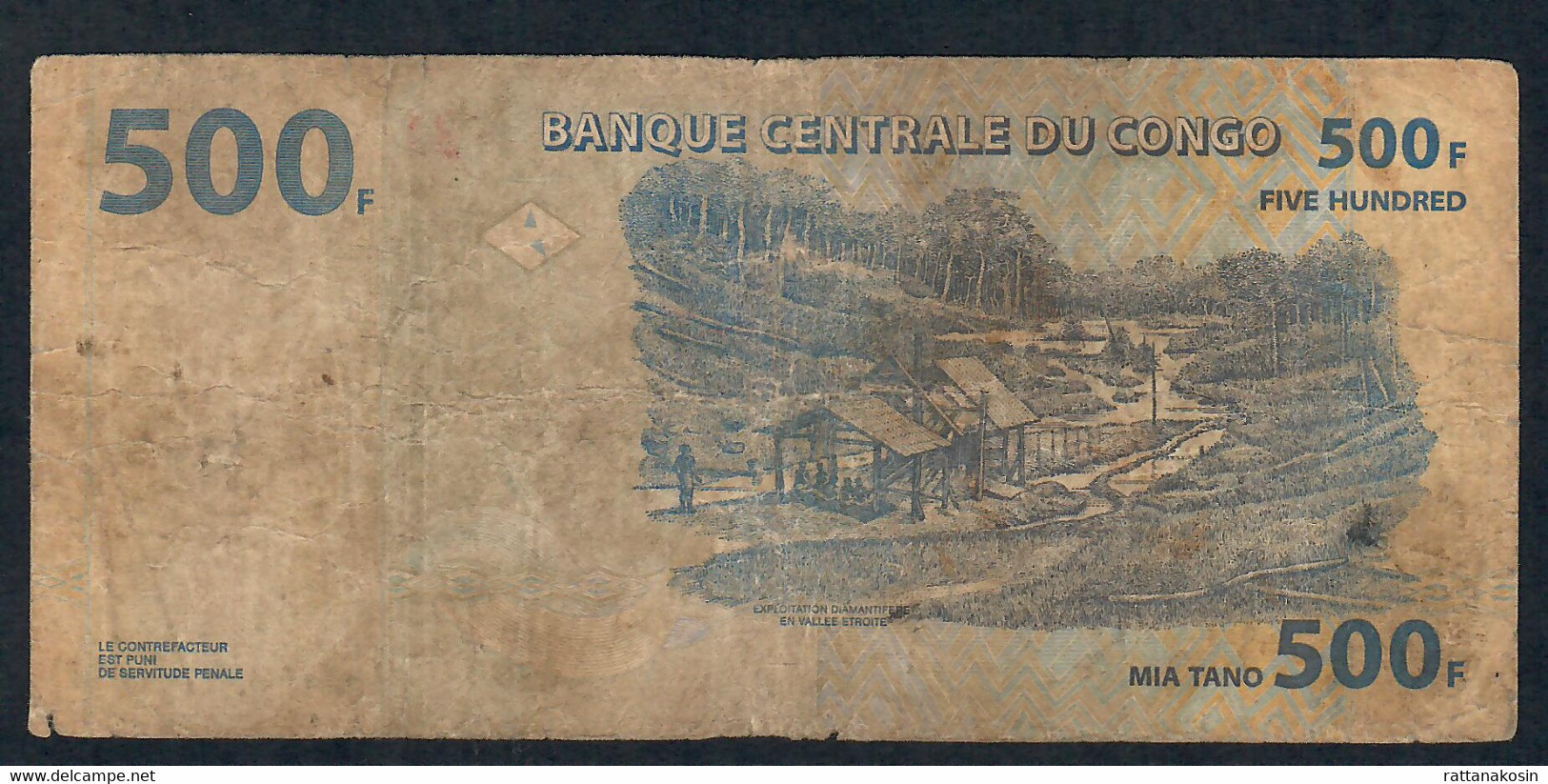 CONGO D.R. P96a 500 FRANCS 2002 G&D Munich #P--E    FINE 1 Central  P.h. - République Démocratique Du Congo & Zaïre