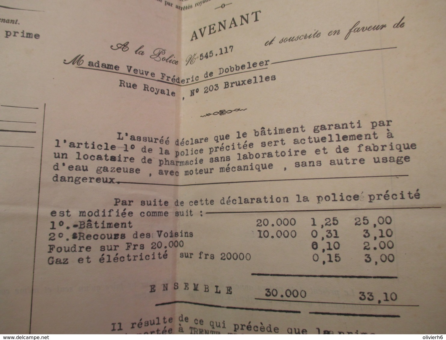 VP BELGIQUE (V1610) ASSURANCES (5 Vues) Veuve De Dobbeleer 1913 Ou 1914 - 1900 – 1949