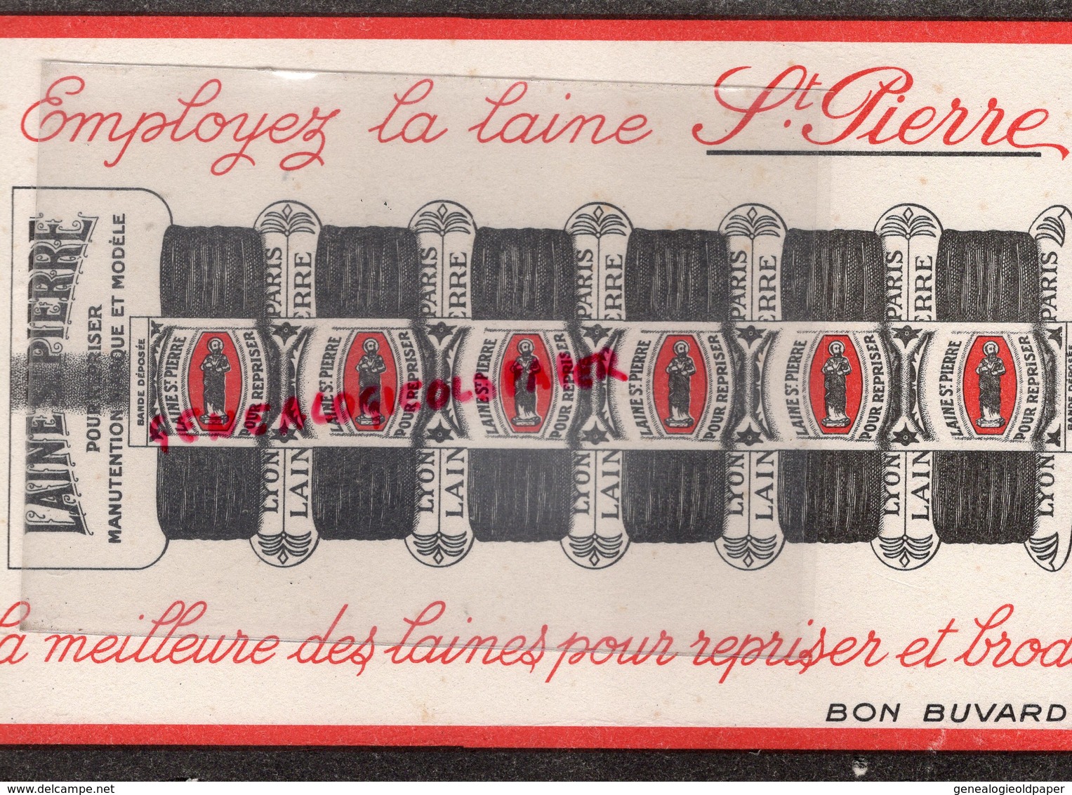 69- LYON- 75- PARIS- RARE BUVARD LAINE SAINT PIERRE POUR REPRISER - LAINES- - Textile & Vestimentaire