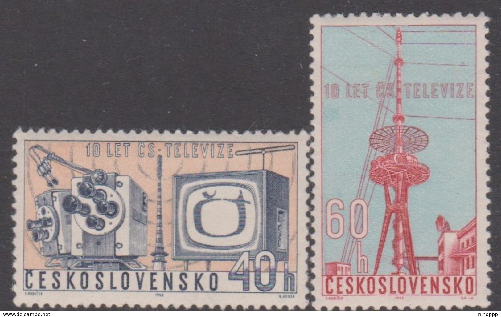 Czechoslovakia Scott 1167-1168 1963 Television, Mint Never Hinged - Unused Stamps