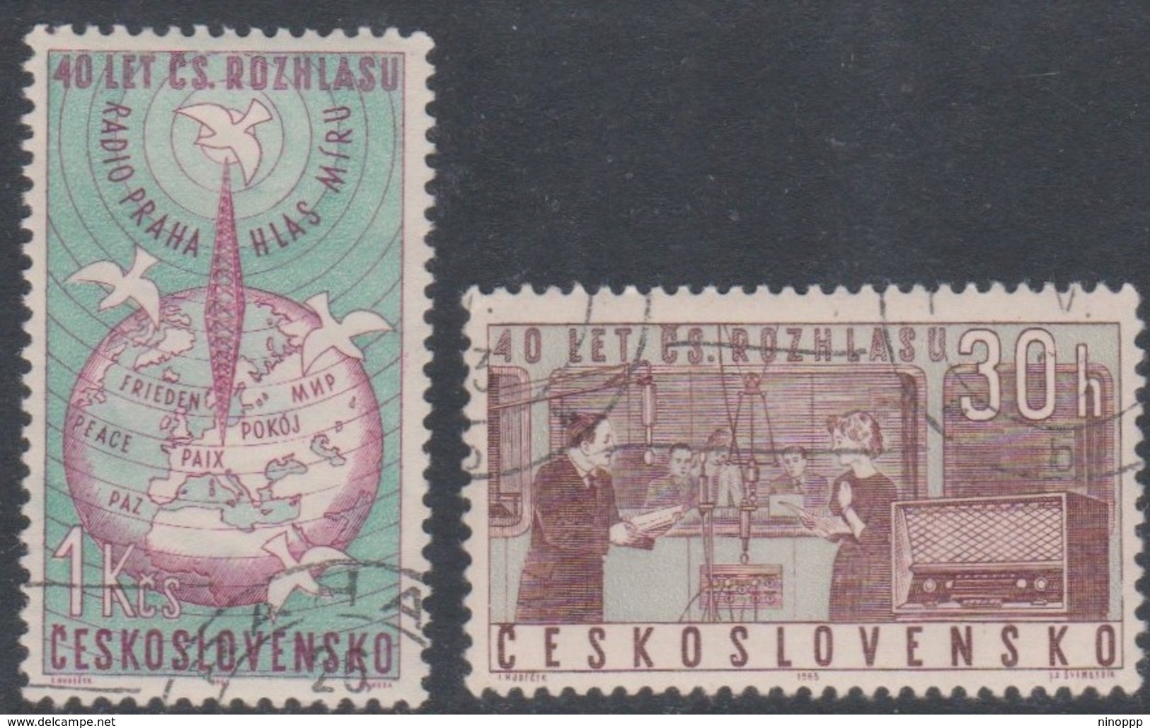 Czechoslovakia Scott 1176-1177 1963 Radio 40th Anniversary, Mint Never Hinged - Unused Stamps