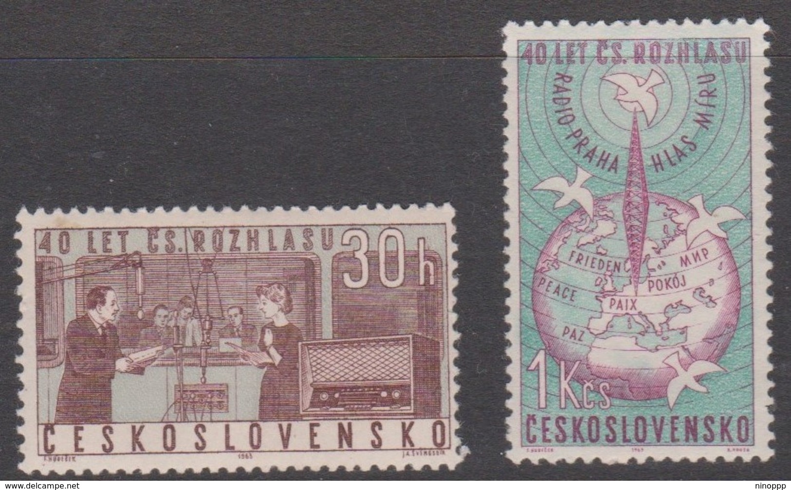 Czechoslovakia Scott 1176-1177 1963 Radio 40th Anniversary, Mint Never Hinged - Unused Stamps