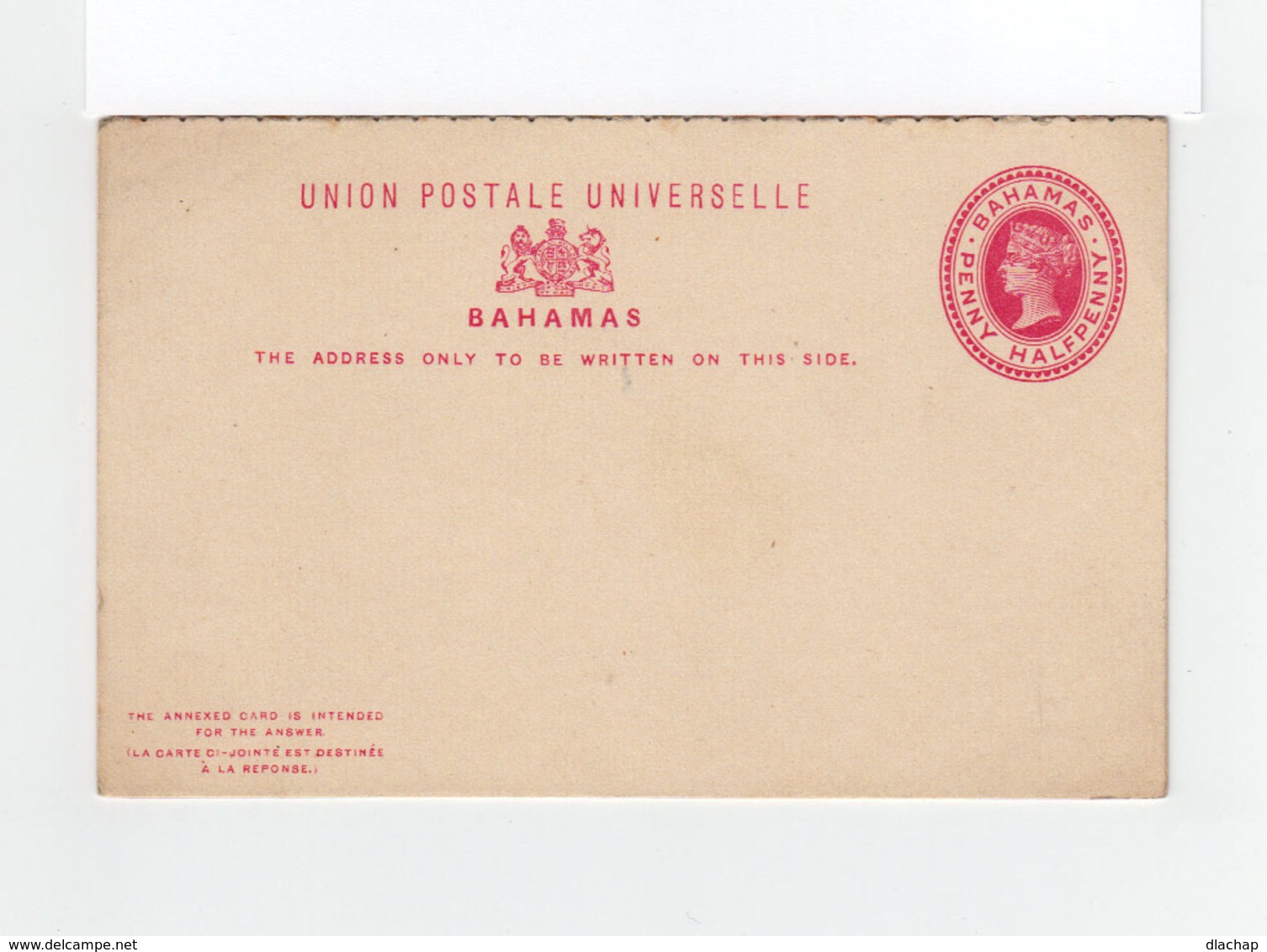 Entier Postal Bahamas 1/2 Penny. (1065x) - Autres & Non Classés