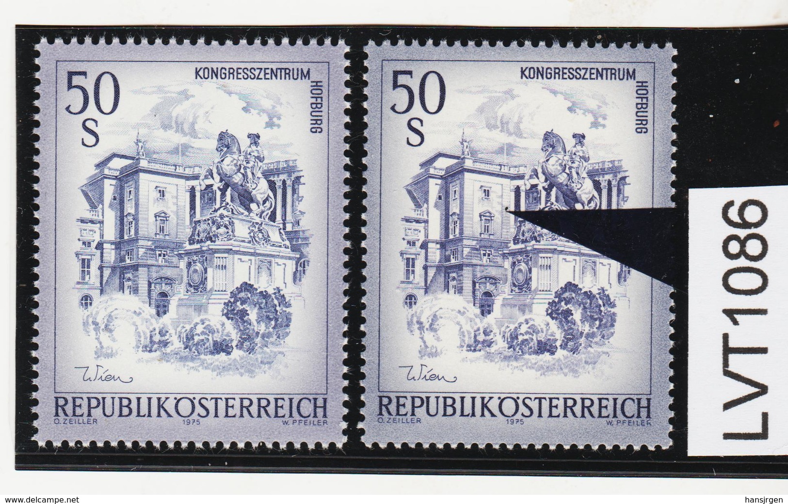 LTV1086 ÖSTERREICH 1975 Michl 1478 A+b PLATTENFEHLER FARBFLECK ** Postfrisch - Abarten & Kuriositäten