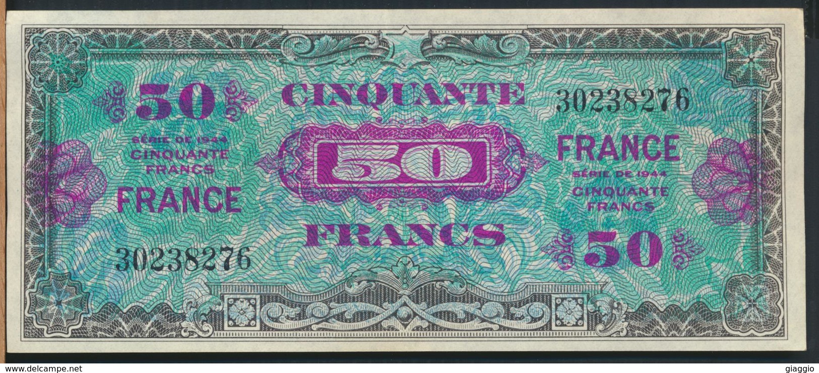 °°° FRANCE - 50 FRANCS ALLIED MILITARY CURRENCY 1944 °°° - 1945 Verso Francia