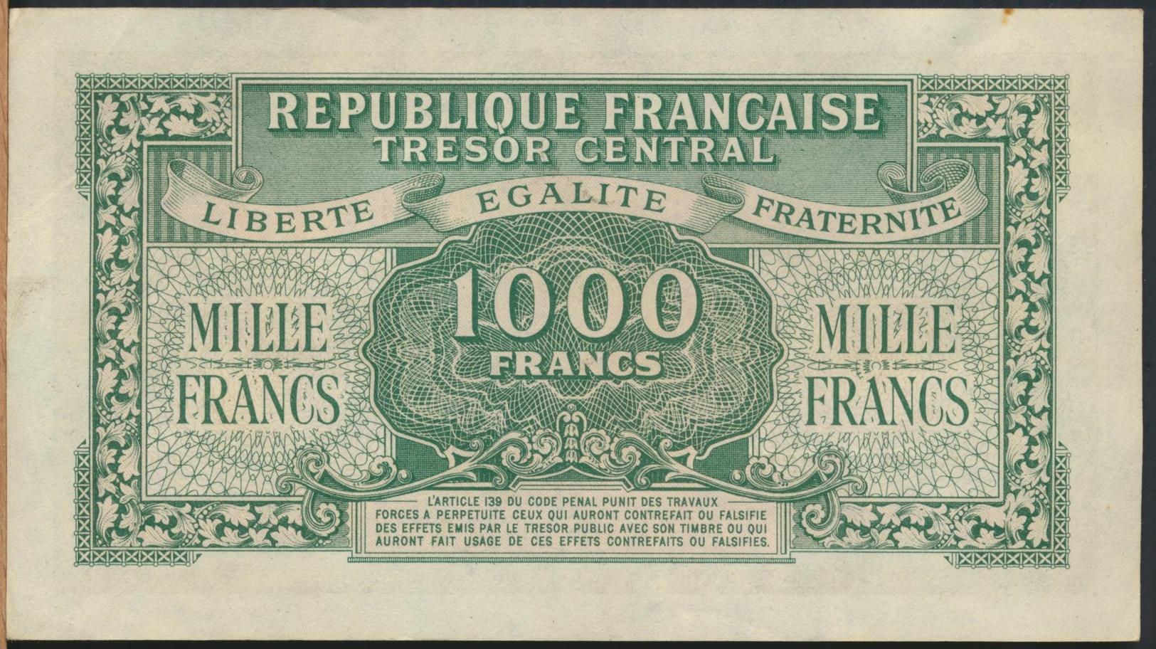 °°° FRANCE - 1000 FRANCS TRESOR MARIANNE °°° - 1943-1945 Marianne