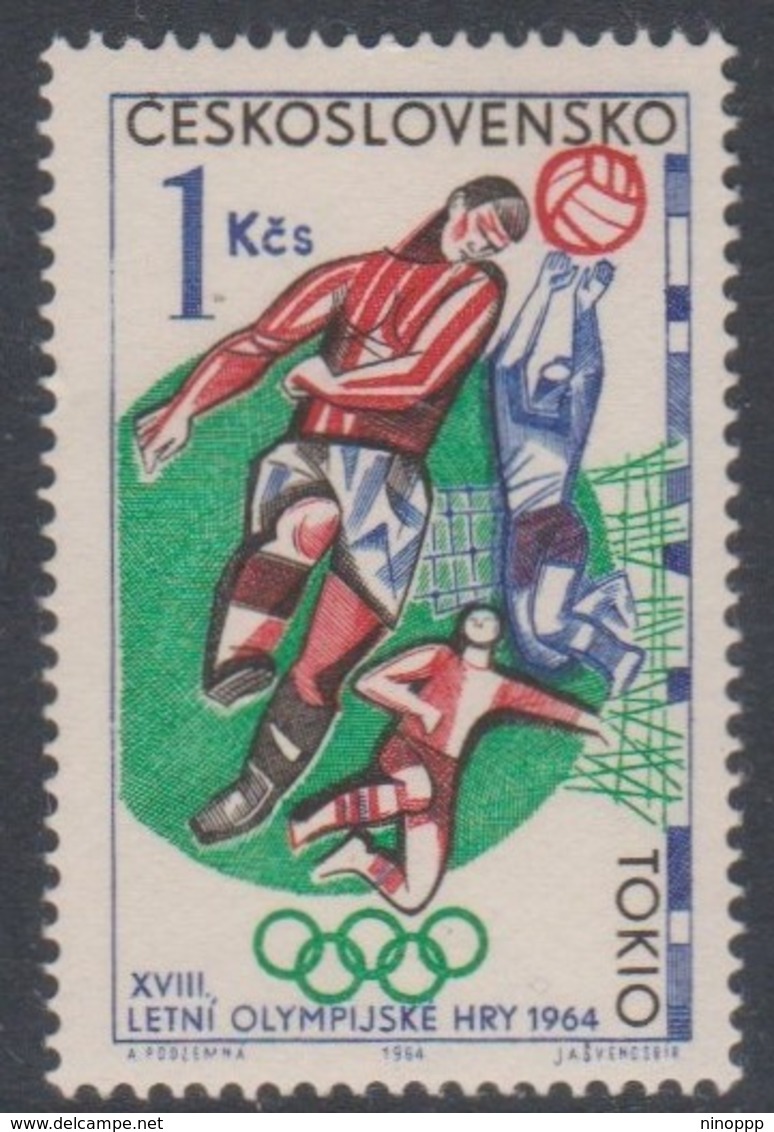 Czechoslovakia Scott 1260 1964 Tokyo Olympic Games $ 1.00 Soccer, Mint Never Hinged - Unused Stamps