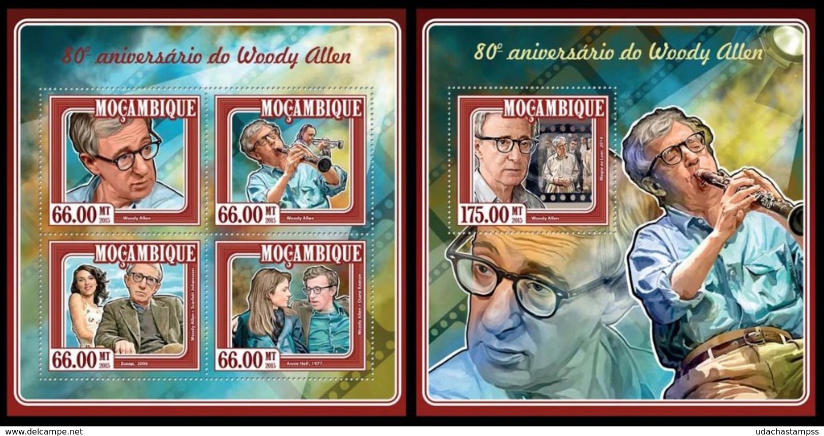 Mozambique 2015 Woody Allen  Klb + S/s MNH - Autres & Non Classés