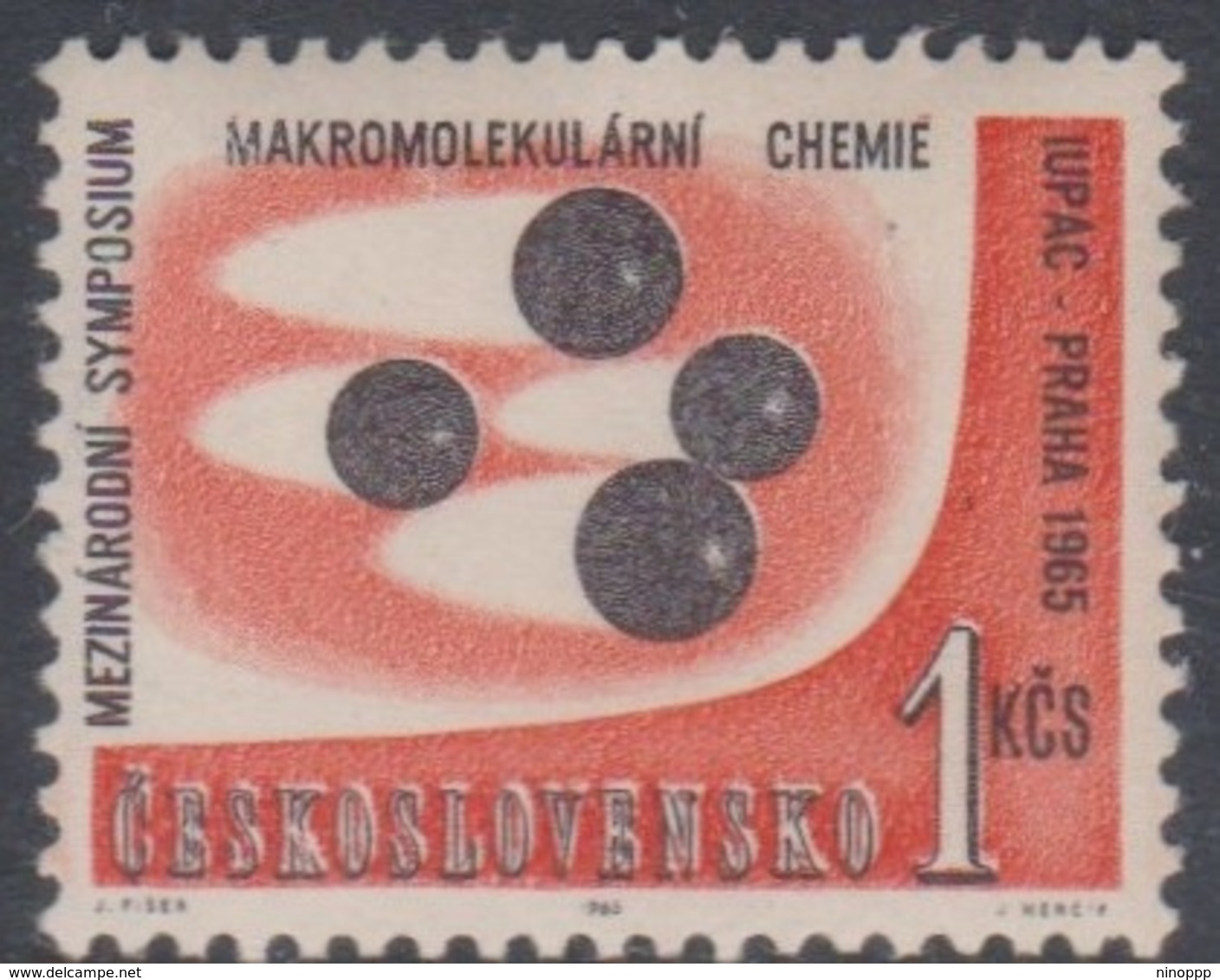 Czechoslovakia Scott 1334 1965 Macromolecular Symposium Emblem, Mint Never Hinged - Unused Stamps