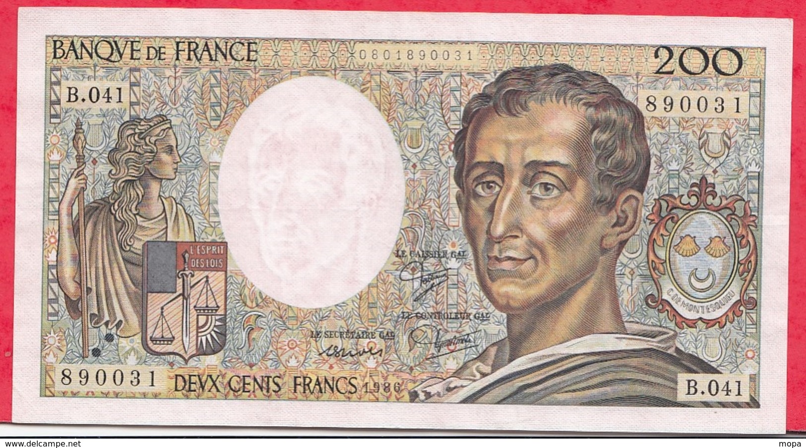 200 Francs "Montesquieu" --1986 ----VF/SUP---Série  B.041 - 200 F 1981-1994 ''Montesquieu''