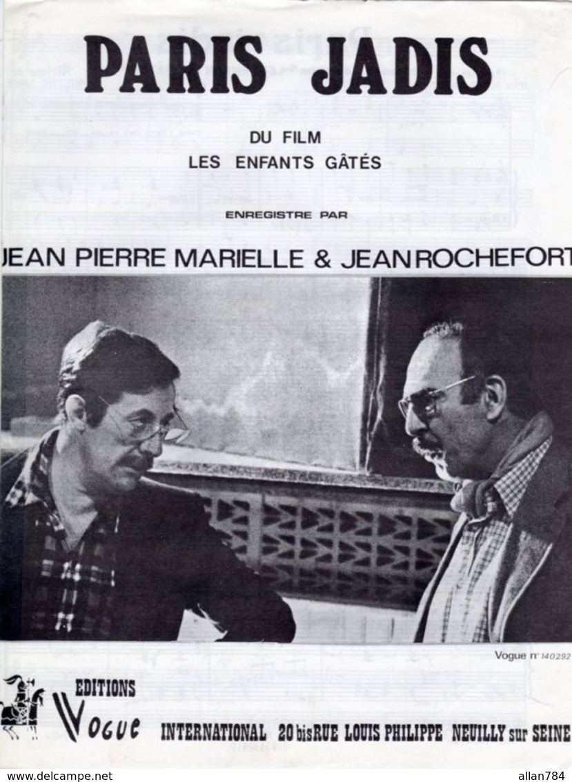 PARTITION J.P MARIELLE - JEAN ROCHEFORT-PARIS JADIS (SARDE/CAUSSIMON DU FILM ENFANTS GATES)-1977-EXC ETAT COMME NEUF - Compositeurs De Musique De Film