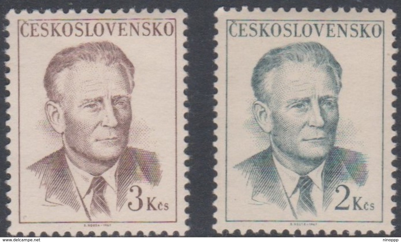 Czechoslovakia Scott 1512-1513 1967 President Antonin Novotny, Mint Never Hinged - Unused Stamps