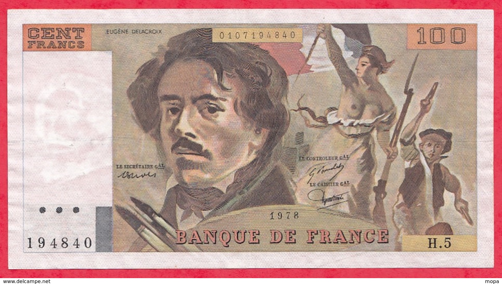 100 Francs "Delacroix" 1978 ------F/TTB---Série H.5 - 100 F 1978-1995 ''Delacroix''