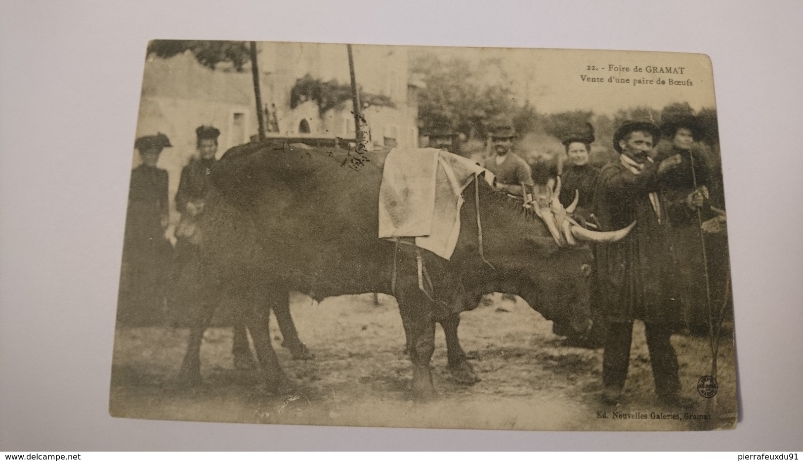 CPA CARTE POSTALE ANCIENNE FRANCE 46 LOT 22 FOIRE DE GRAMAT ANIMAUX VENTE D UNE PAIRE DE BOEUFS 1910 - Gramat