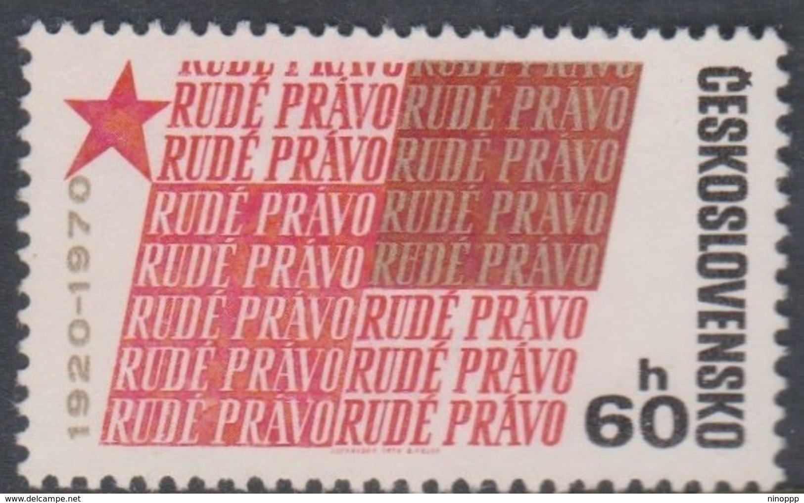 Czechoslovakia Scott 1697 1970 50th Anniversary Of Rude Pravo Newspaper, Mint Never Hinged - Unused Stamps