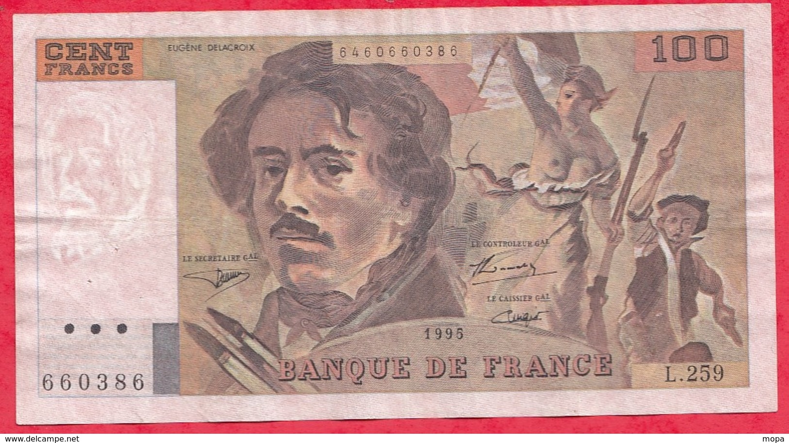 100 Francs "Delacroix" 1995------F/TTB+---Série L.259 - 100 F 1978-1995 ''Delacroix''