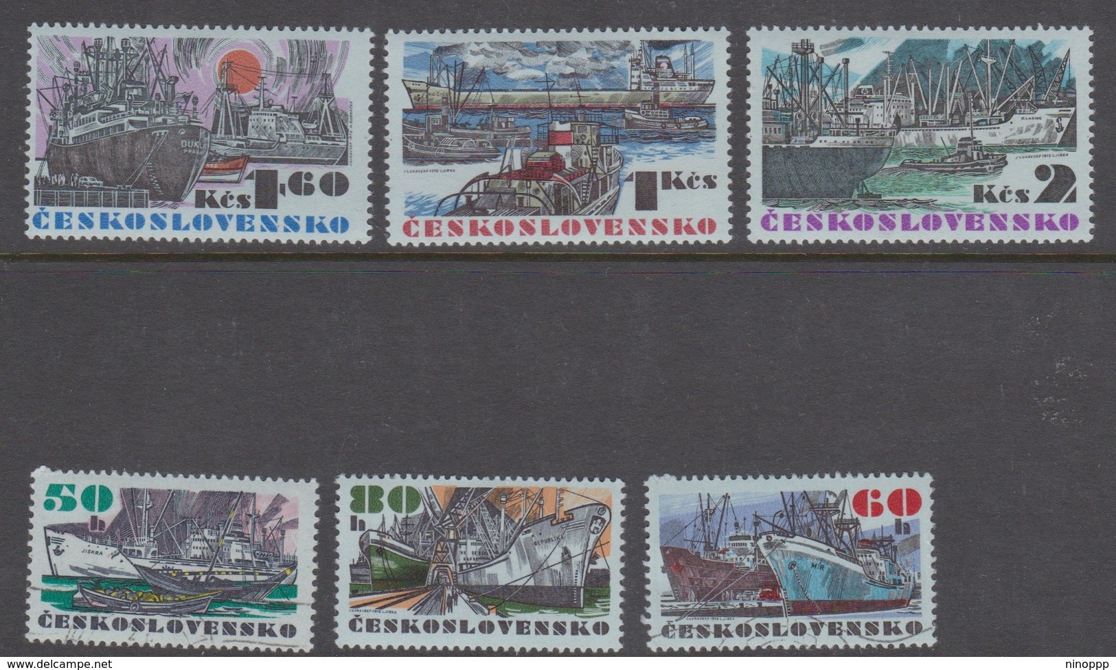 Czechoslovakia Scott 1831-1836 1972 Vessels, Mint Never Hinged - Unused Stamps