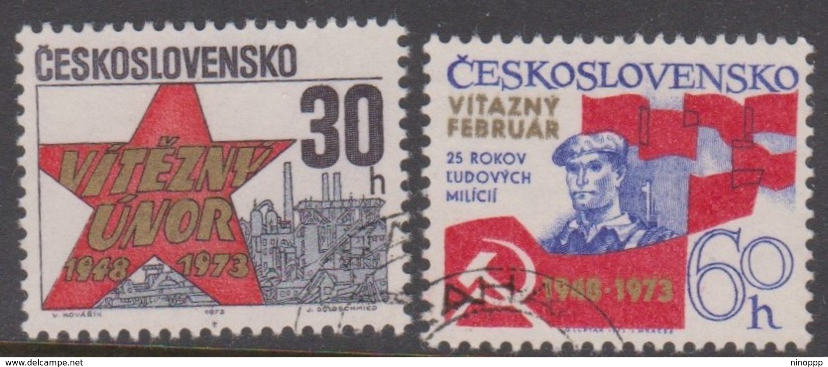 Czechoslovakia Scott 1866-1867 1973 25th Anniversary Communist Revolution, Used - Used Stamps