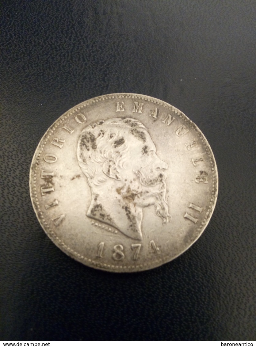 5 Lire Argento Vittorio Emanuele Secondo 1874 - 1861-1878 : Víctor Emmanuel II