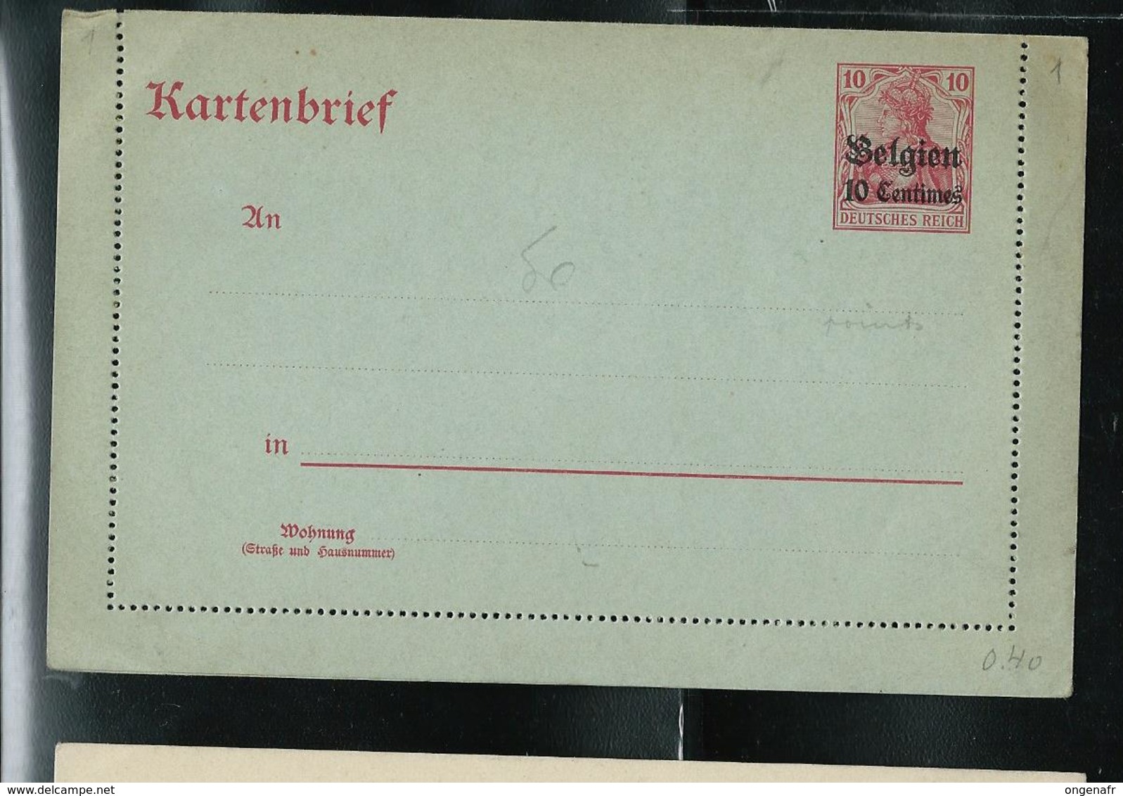 Carte - Lettre  N° 1  (neuve) - German Occupation