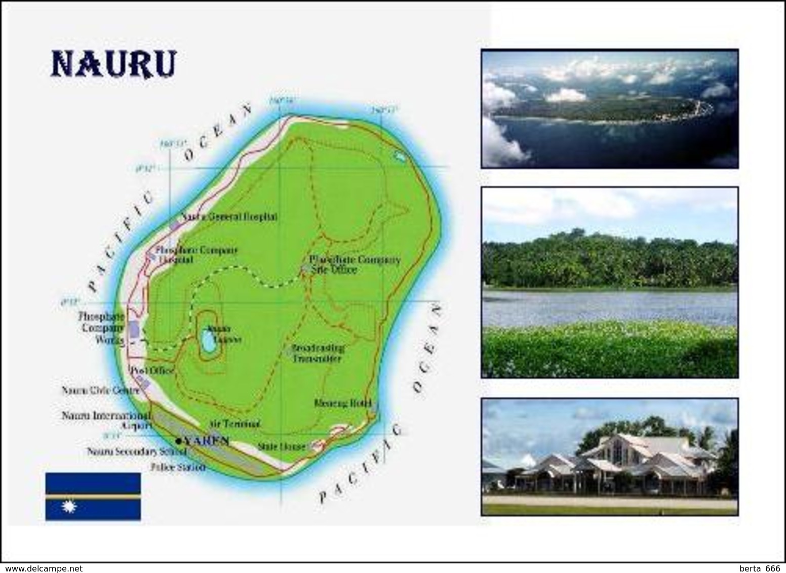 Nauru Island Country Map New Postcard Landkarte AK - Nauru