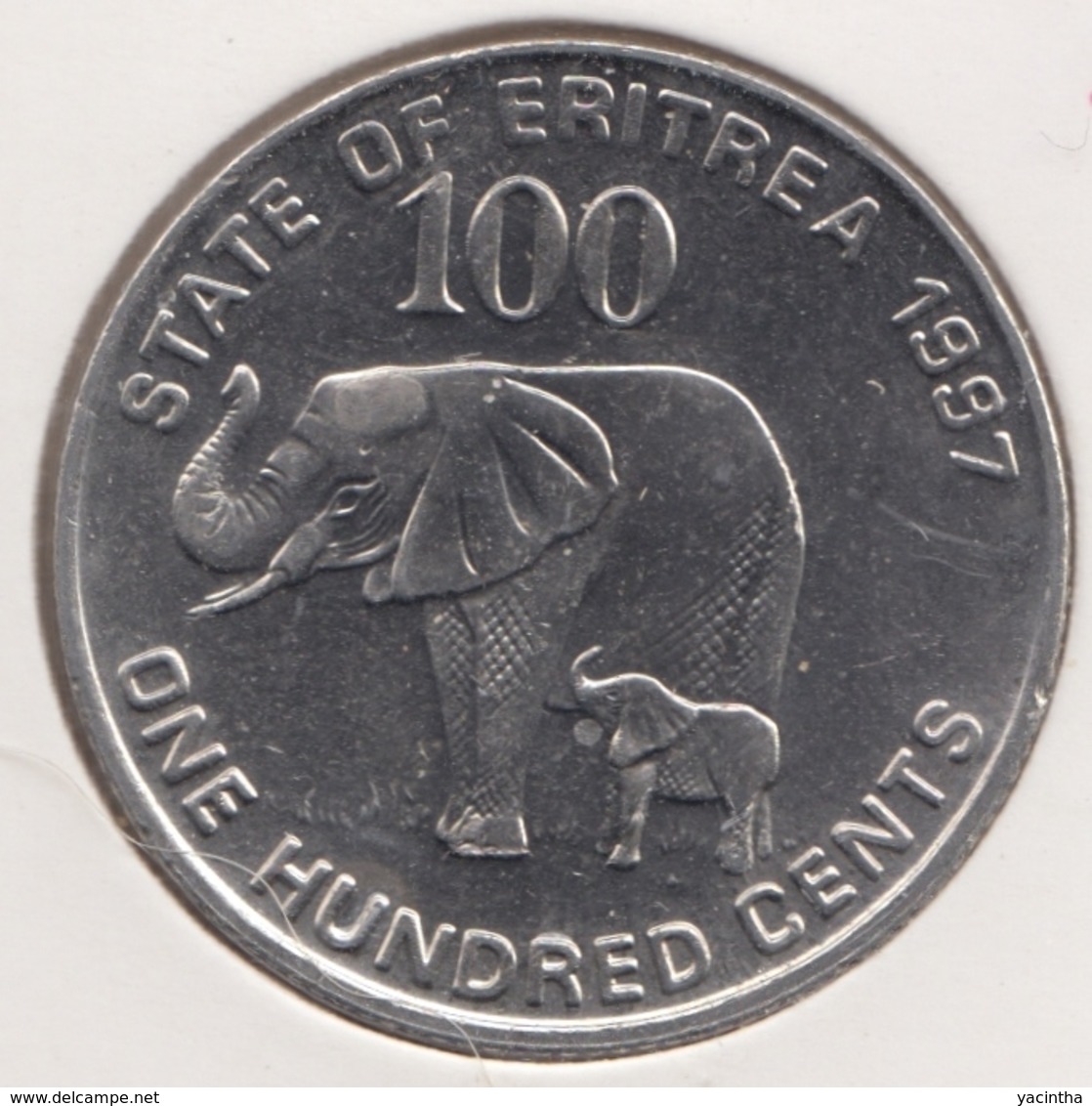 @Y@  Eritrea   100 Cents  1997  Olifant / Elephant  Unc (1005) - Erythrée