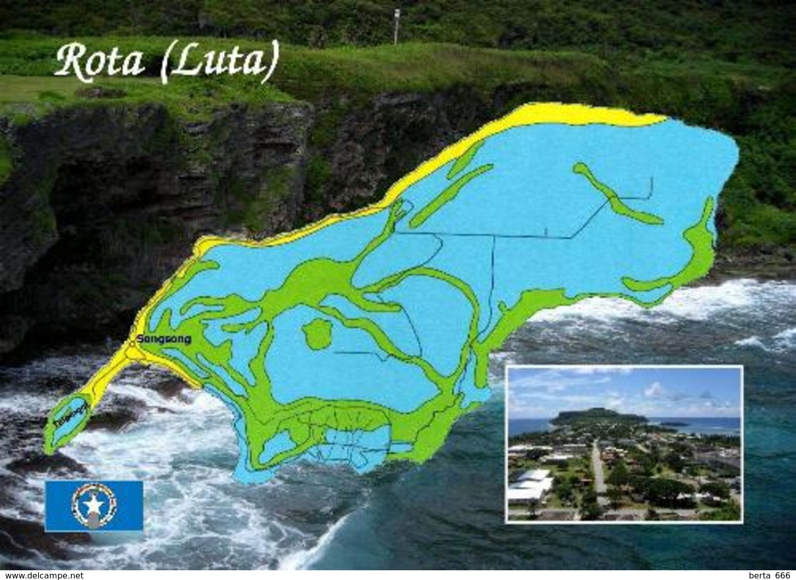 Northern Mariana Islands Rota Island Map New Postcard - Isole Marianne