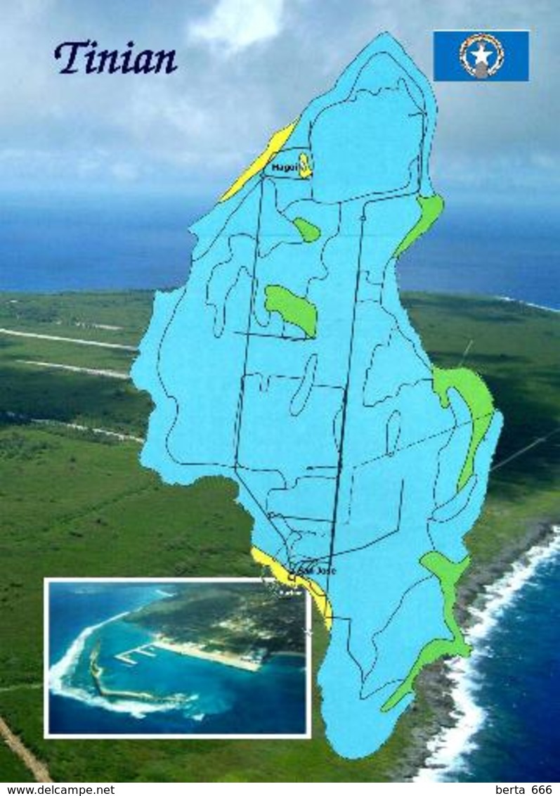 Northern Mariana Islands Tinian Island Map New Postcard - Marianen