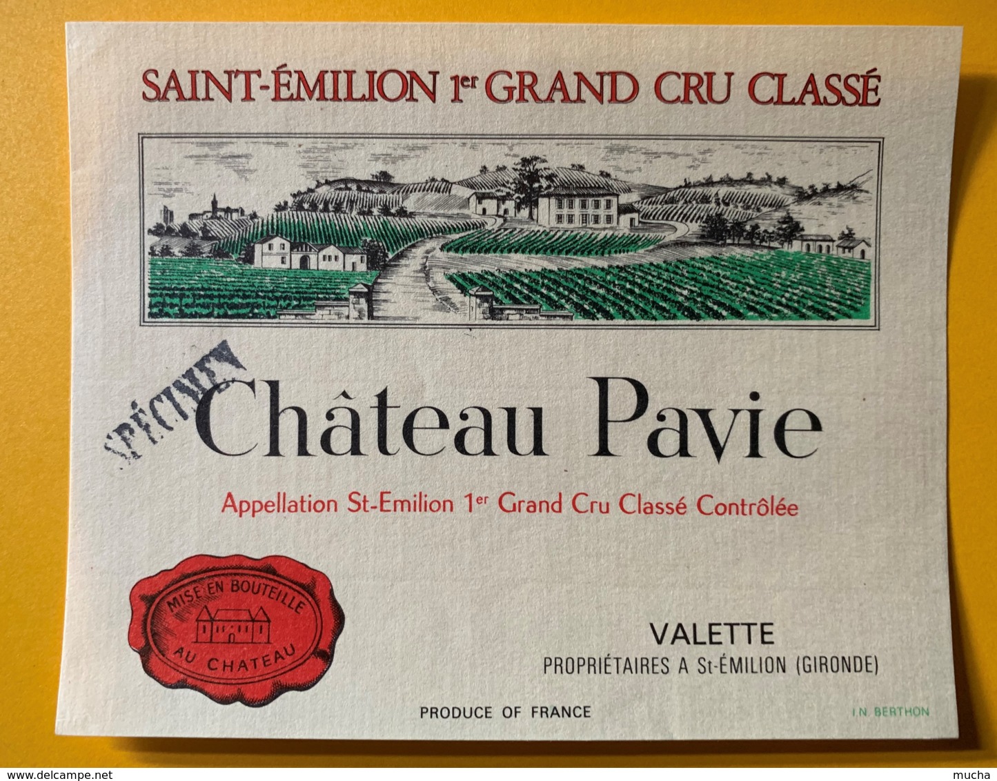 9873 - Château Pavie Saint-Emilion  Spécimen - Bordeaux