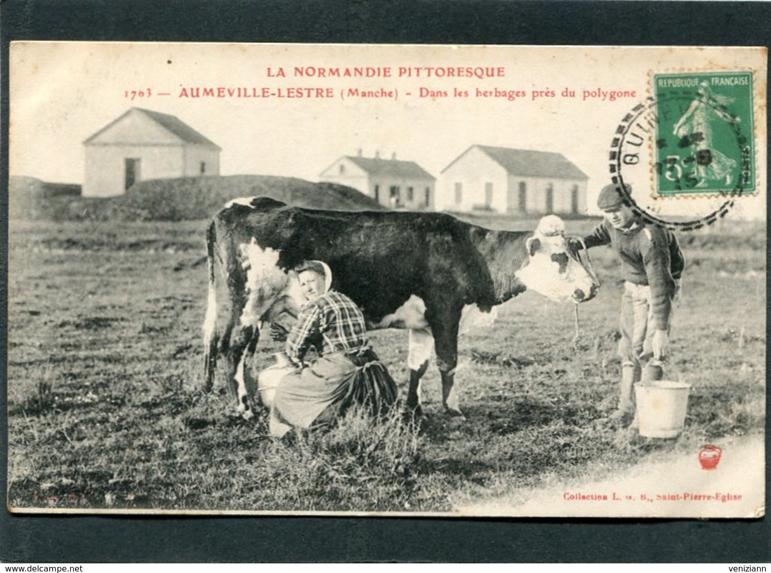 CPA - LA NOMANDIE PITTORESQUE - AUMEVILLE LESTRE - Dans La Herbages Près Du Polygone - La Traite, Animé - Altri & Non Classificati