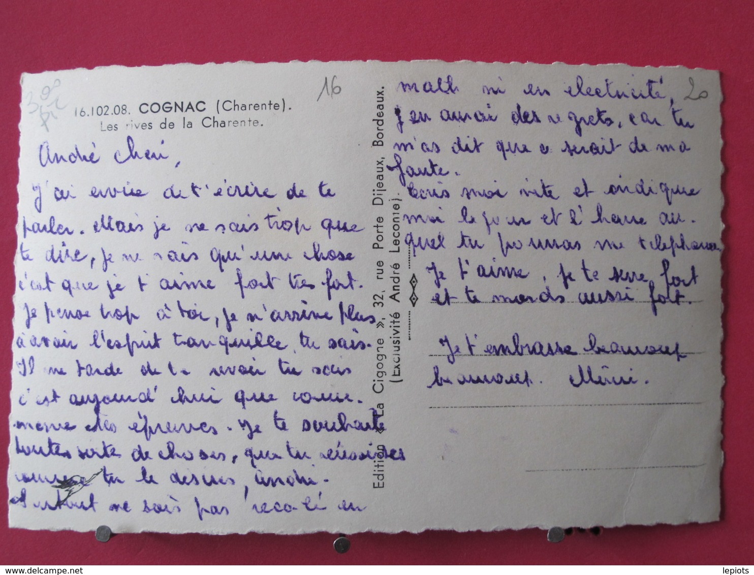 Visuel Pas Très Courant - 16 - Cognac - Les Rives De La Charente - Scans Recto Verso - Cognac