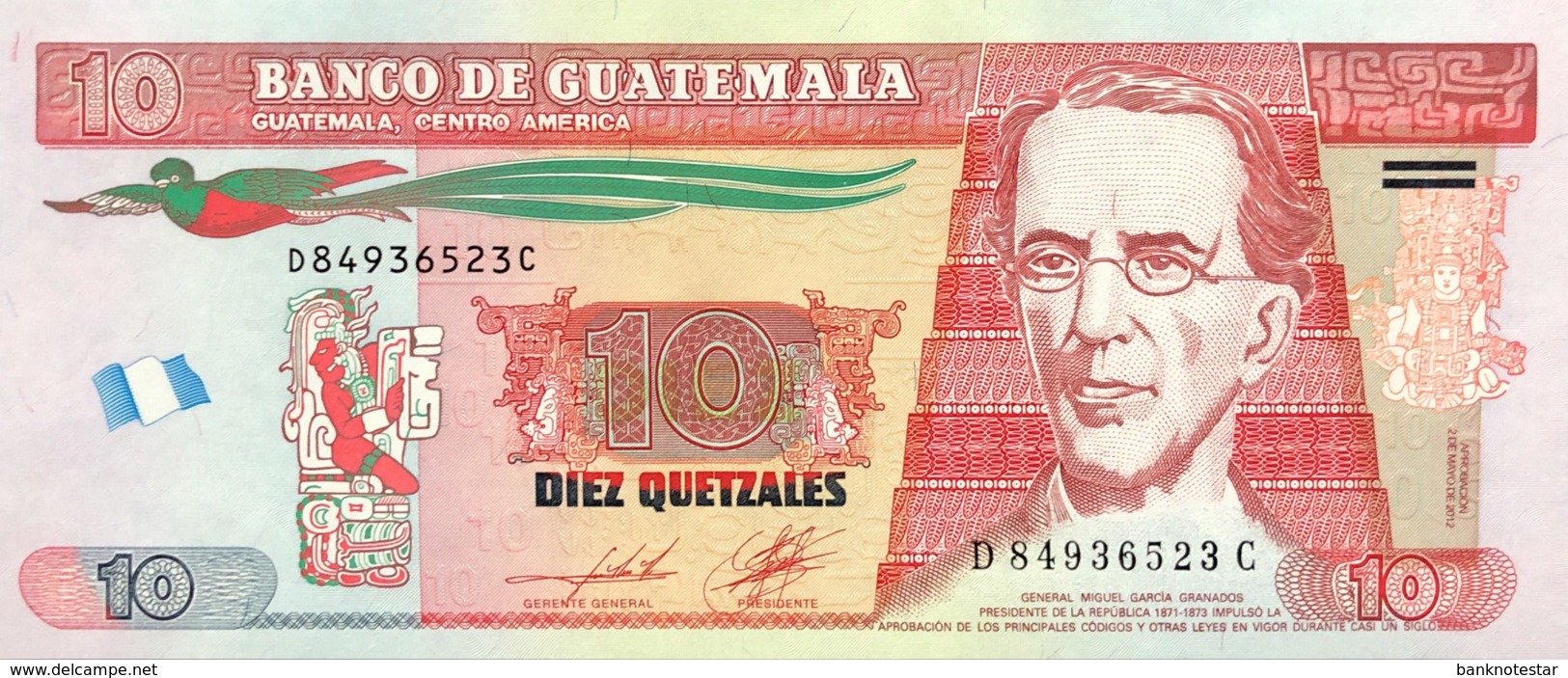 Guatemala 10 Quetzales, P-123c (2.5.2012) - UNC - Joh Enschede Print - Guatemala