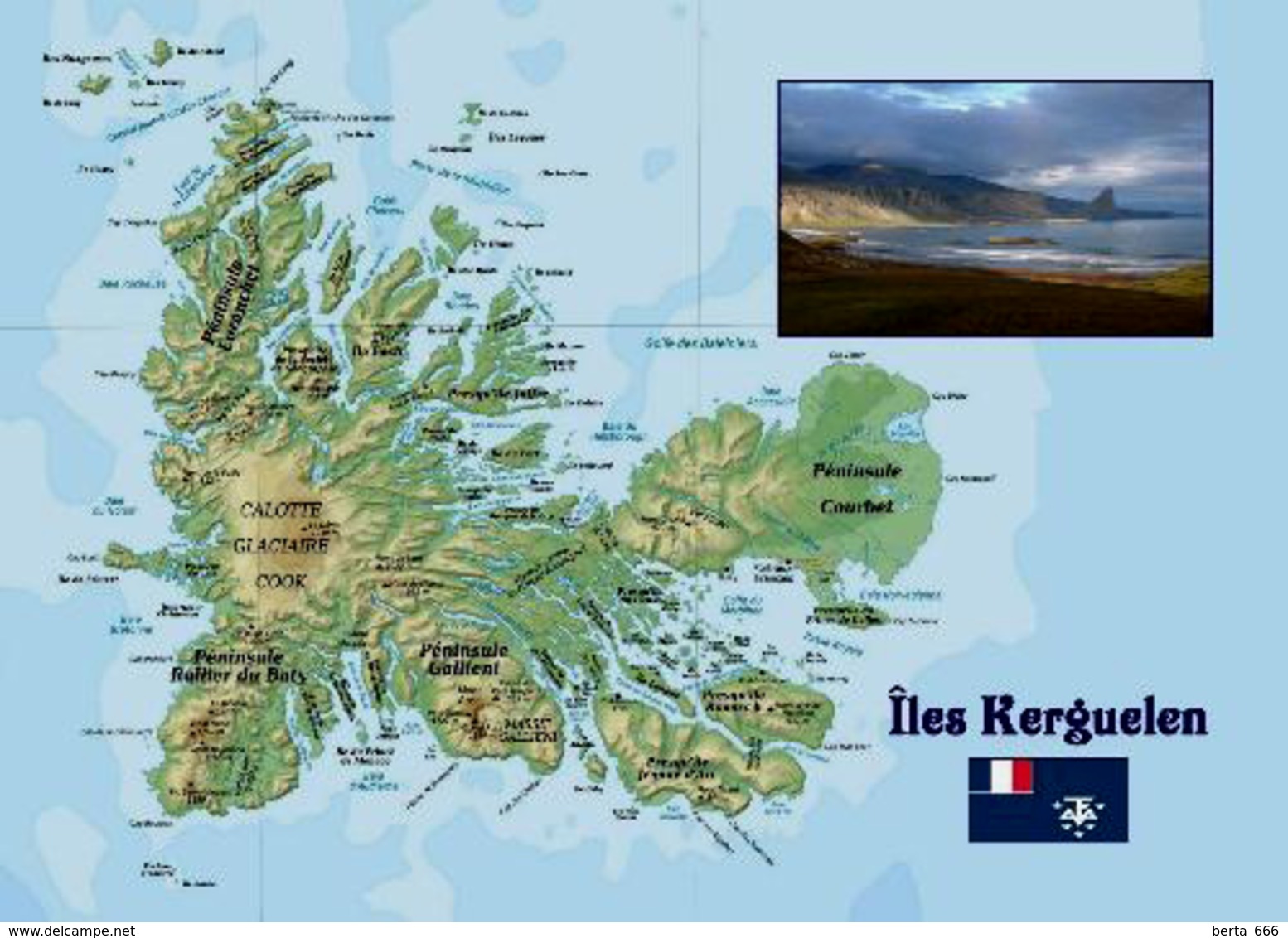 TAAF Kerguelen Islands Map New Postcard Landkarte AK - TAAF : Franz. Süd- Und Antarktisgebiete