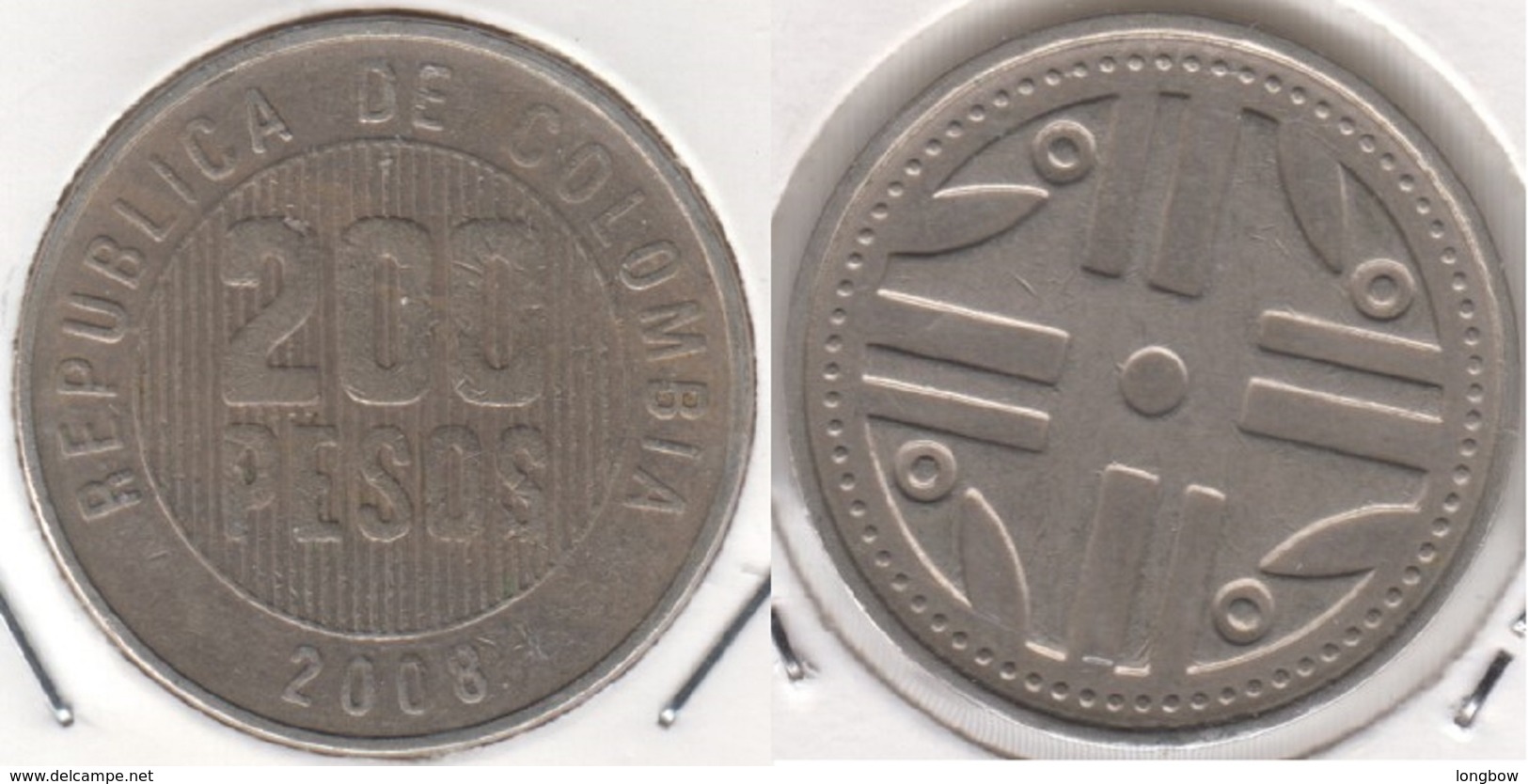 Colombia 200 Pesos 2008 KM#287- Used - Colombie