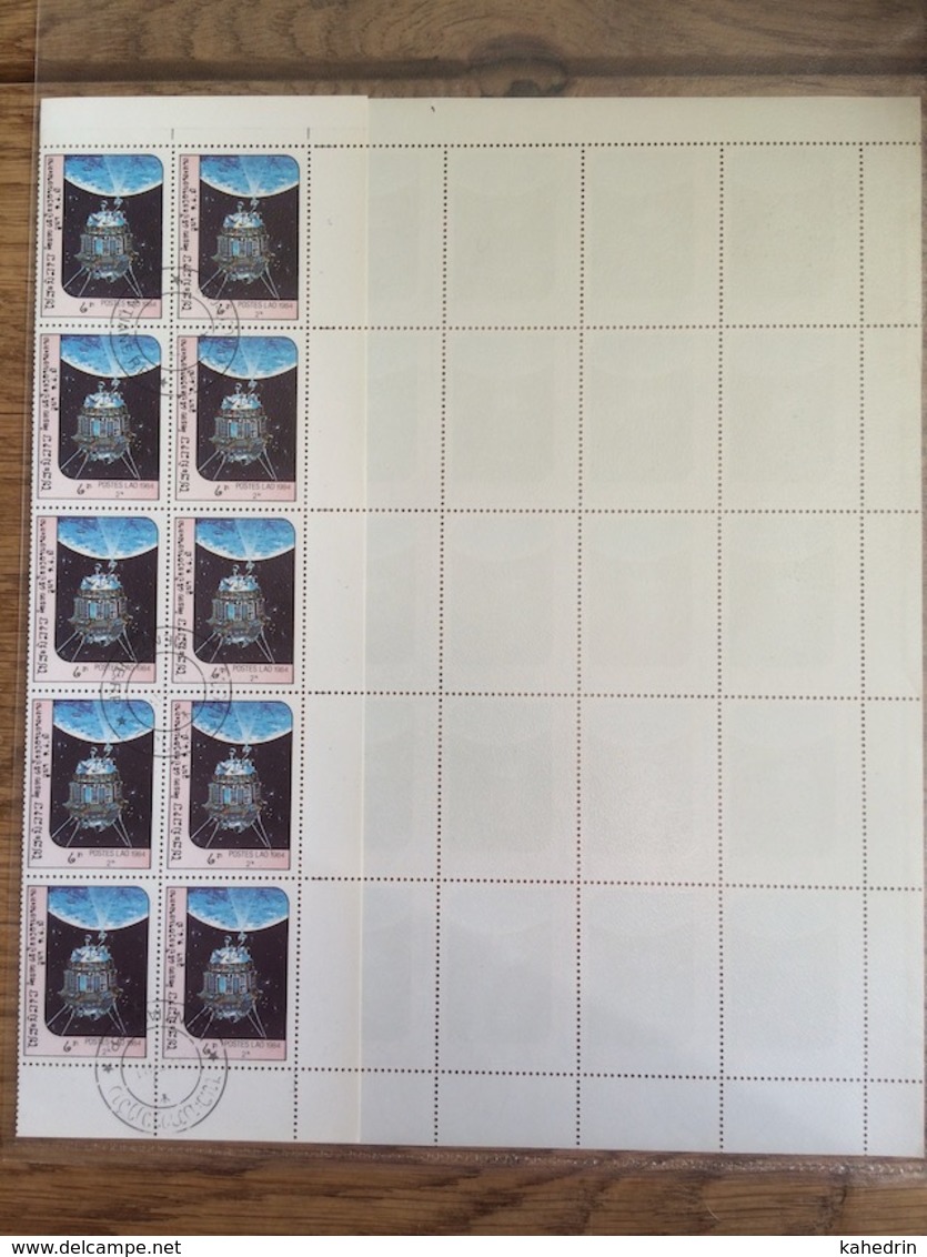 Laos 1984, Space Travel, Luna 3 (o), Used, Complete Sheet (2 Scans) - Laos