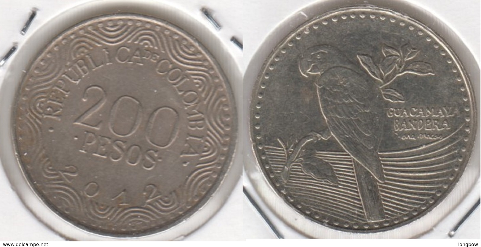 Colombia 200 Pesos 2012 Parrot KM#297 - Used - Colombia