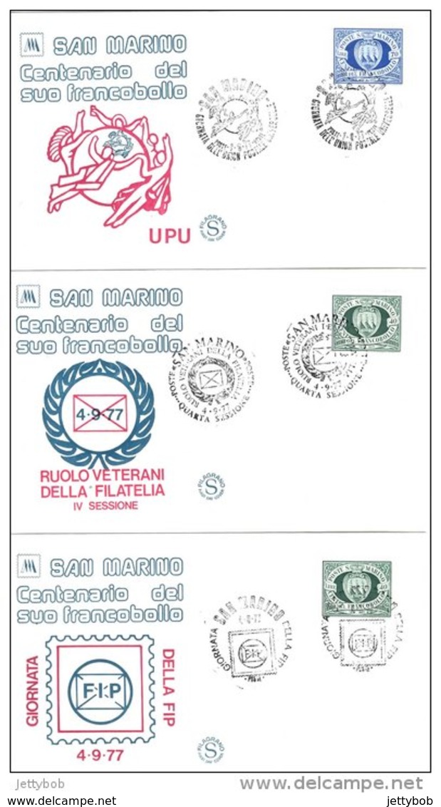 SAN MARINO 1977 Stamp Centenary Series Of 11 Covers - Covers & Documents