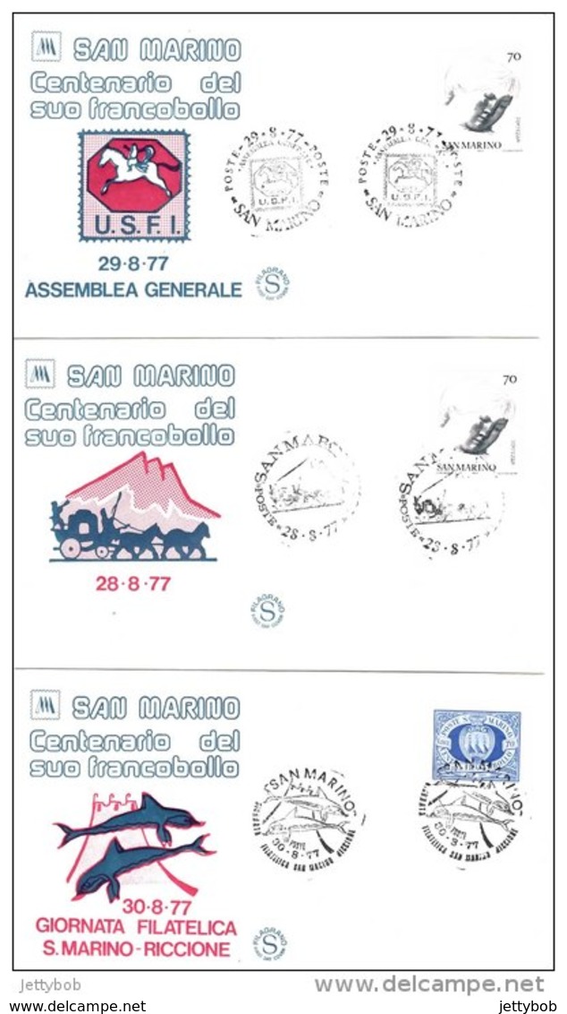 SAN MARINO 1977 Stamp Centenary Series Of 11 Covers - Covers & Documents