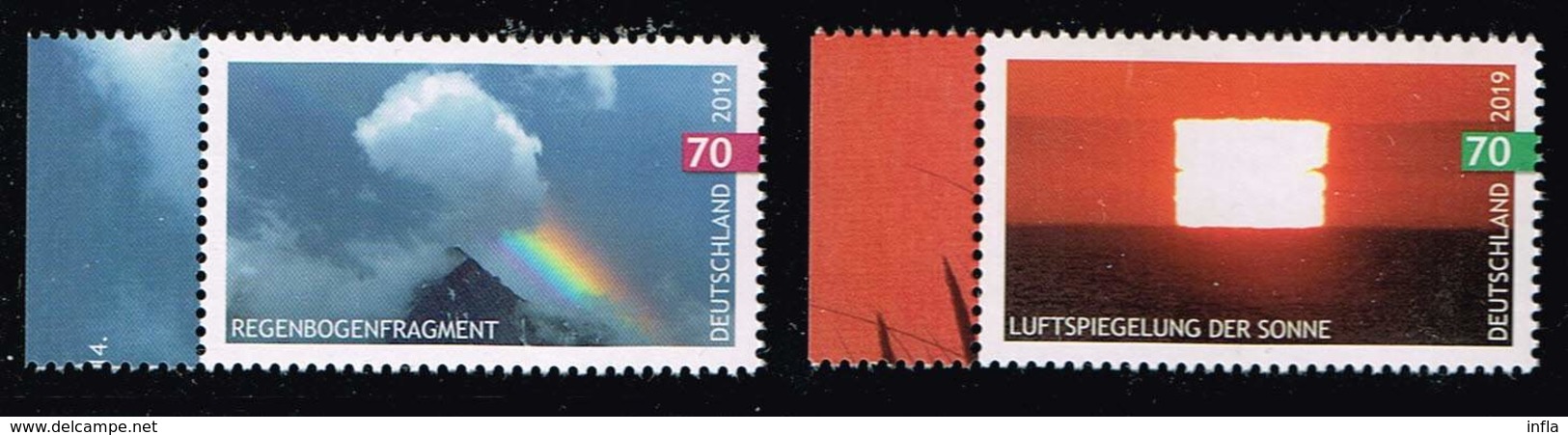 Bund 2019, Michel# 3441 - 3442 ** Himmelsereignisse: Luftspiegelung Der Sonne Und Regenbogenfragment - Ungebraucht