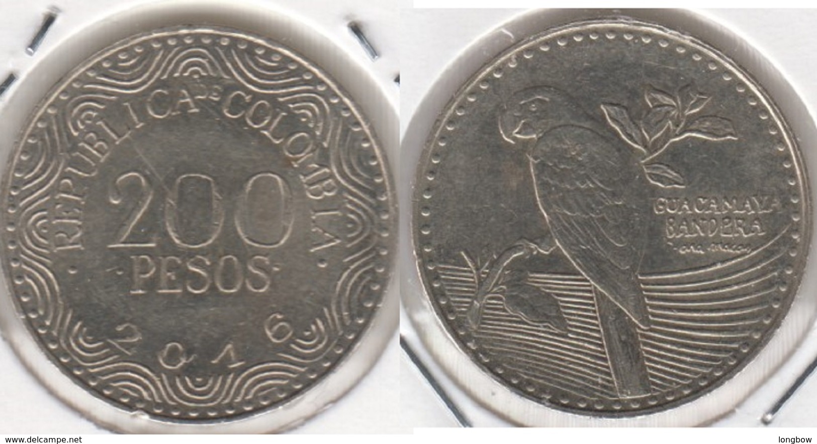 Colombia 200 Pesos 2016 Parrot KM#297 - Used - Colombia