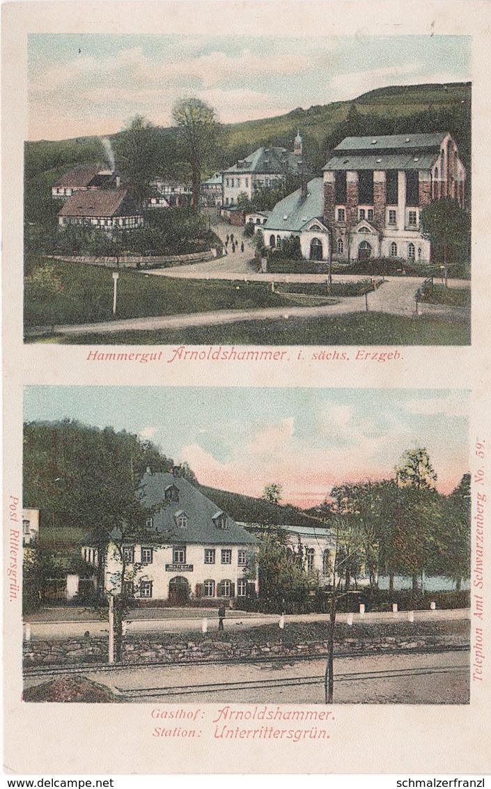 AK Arnoldshammer Gasthof Hammergut Eisenbahn Station Unterrittersgrün A Breitenbrunn Antonsthal Rittersgrün Erzgebirge - Breitenbrunn