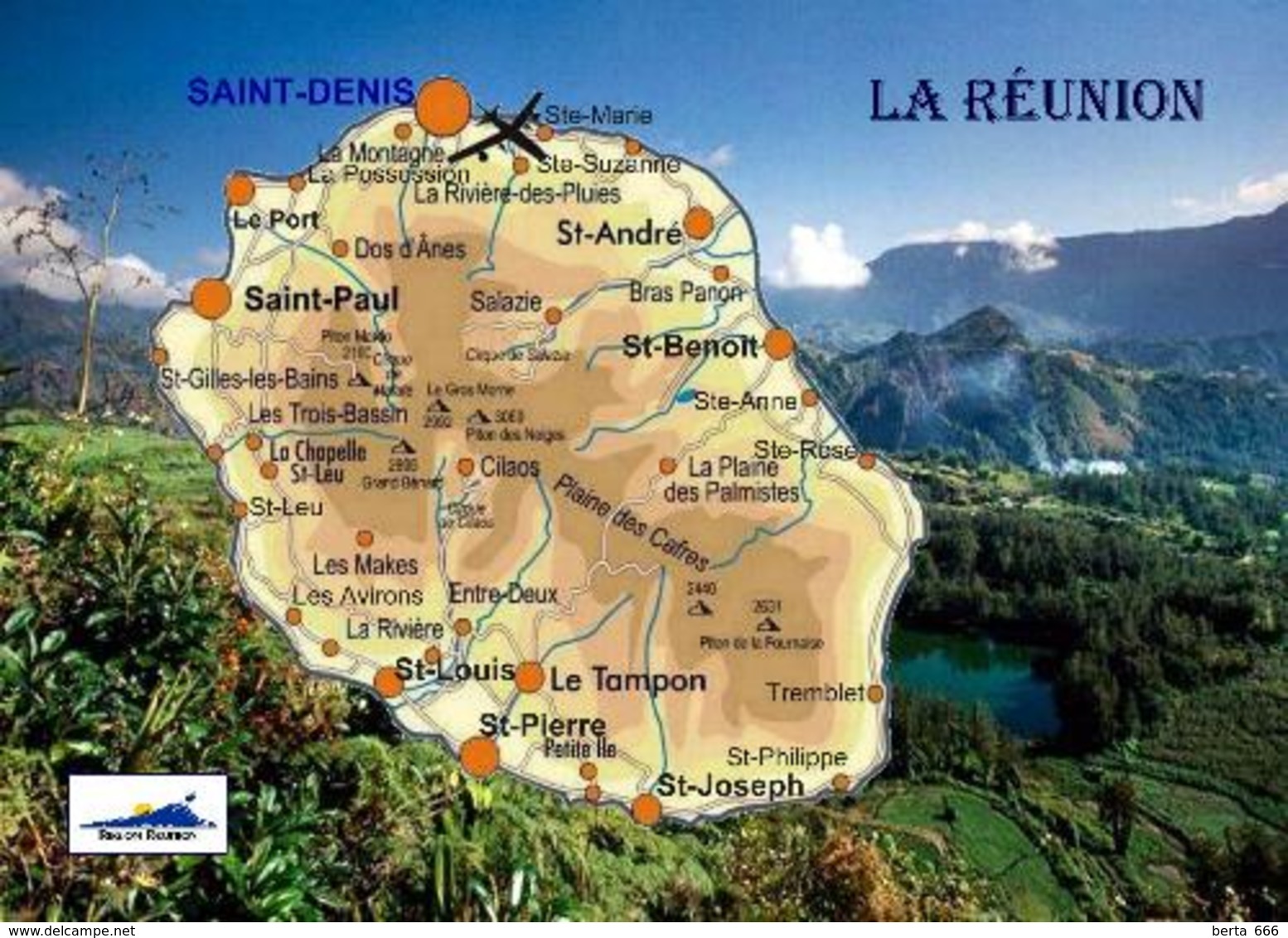 Reunion Island Map New Postcard - Autres & Non Classés